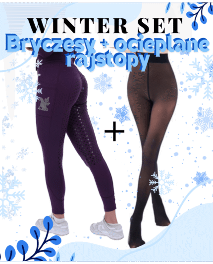 Zimowe Bryczesy (zestaw bryczesy Ripe Plum + ocieplane rajstopy)
